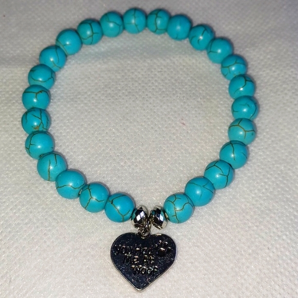 Turquoise Stretch Bead Bracelet Healing Crystal Stone Bracelet heart - Picture 3 of 4